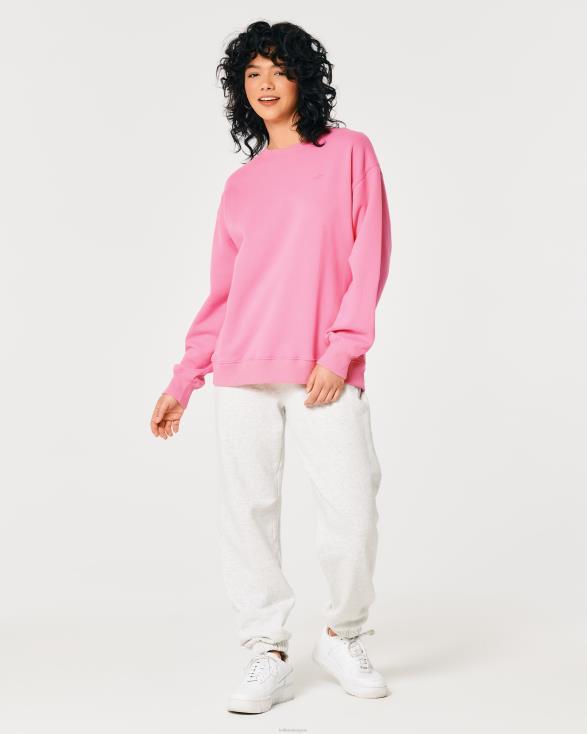oversized sweatshirt met logo-icoon en ronde hals roze vrouwen Hollister toppen 06JX78