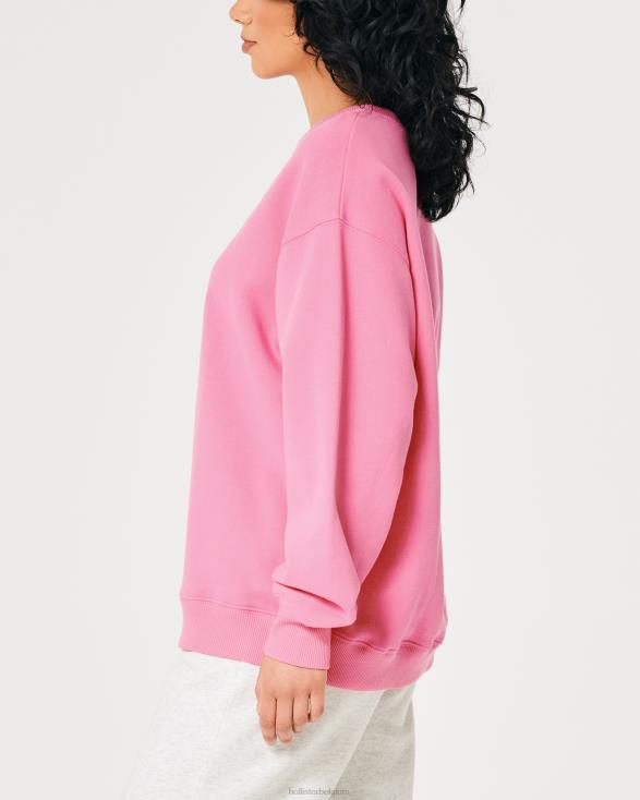 oversized sweatshirt met logo-icoon en ronde hals roze vrouwen Hollister toppen 06JX78