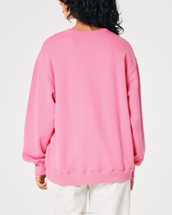 oversized sweatshirt met logo-icoon en ronde hals roze vrouwen Hollister toppen 06JX78
