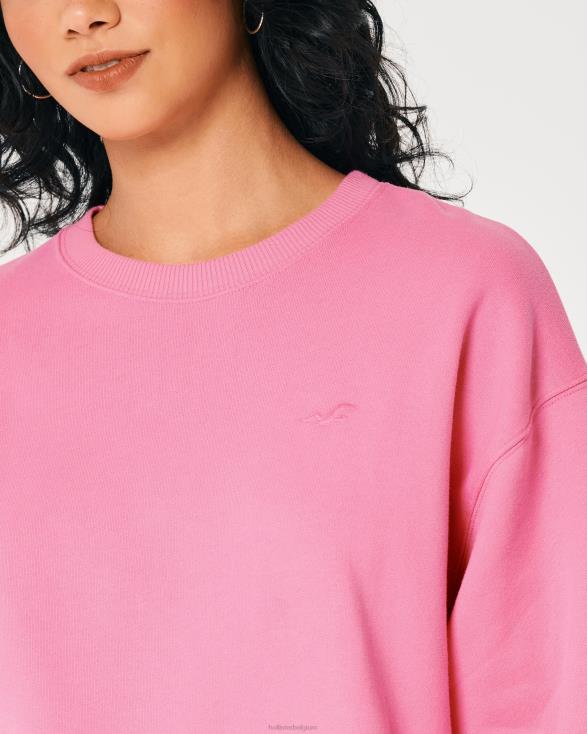 oversized sweatshirt met logo-icoon en ronde hals roze vrouwen Hollister toppen 06JX78
