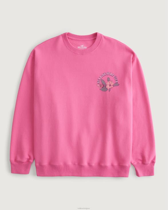 oversized sweatshirt met ronde hals en print bij zonsopgang en surfclub roze vrouwen Hollister toppen 06JX39