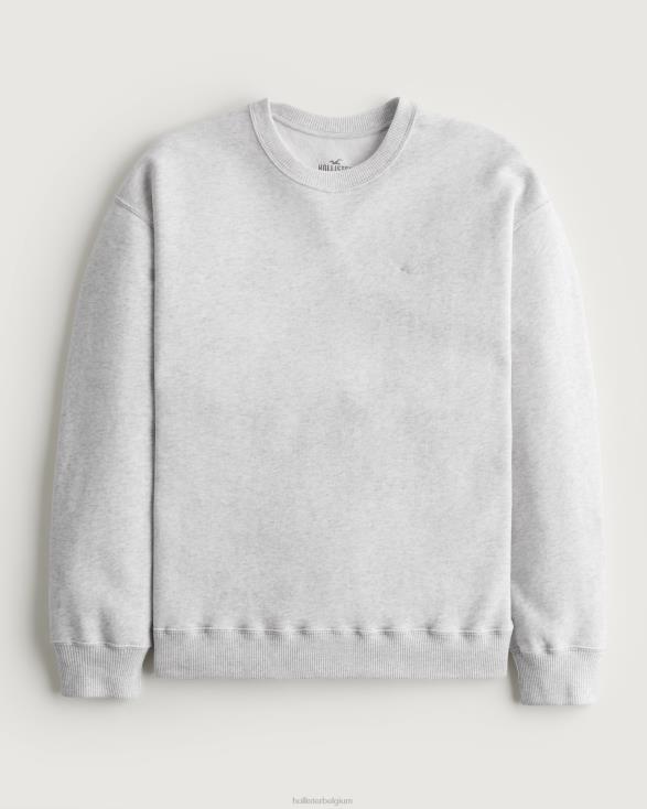 oversized sweatshirt met ronde hals licht grijs gemêleerd vrouwen Hollister toppen 06JX28