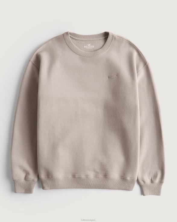 oversized sweatshirt met ronde hals taupe vrouwen Hollister toppen 06JX19