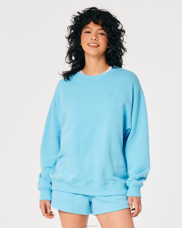 oversized sweatshirt met ronde hals turkoois vrouwen Hollister toppen 06JX133