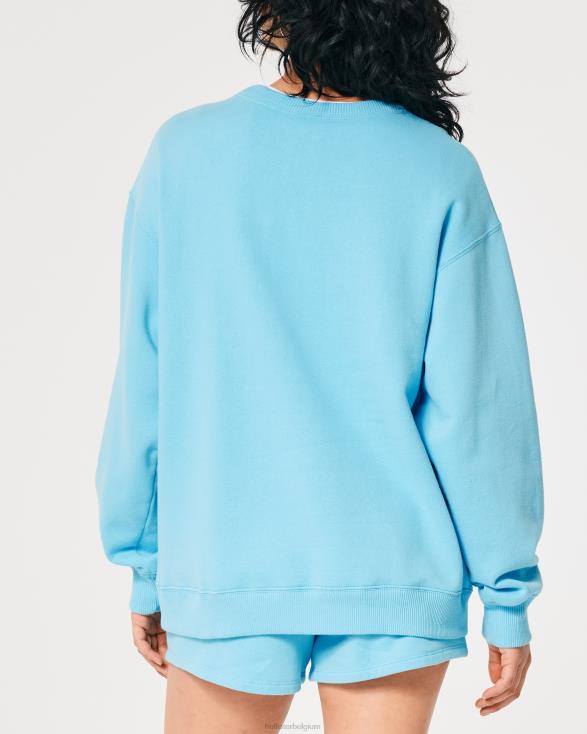 oversized sweatshirt met ronde hals turkoois vrouwen Hollister toppen 06JX133