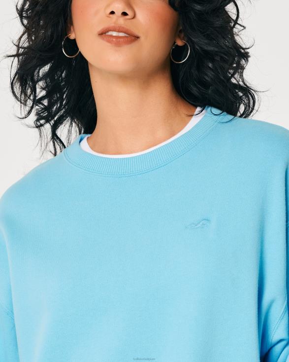 oversized sweatshirt met ronde hals turkoois vrouwen Hollister toppen 06JX133