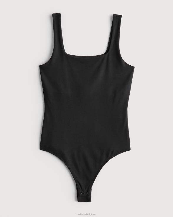 bodysuit van naadloze stof met vierkante hals zwart vrouwen Hollister toppen 06JX201
