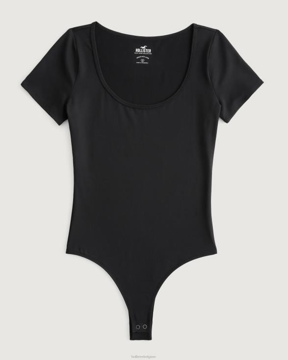 bodysuit van naadloze stof zwart vrouwen Hollister toppen 06JX123