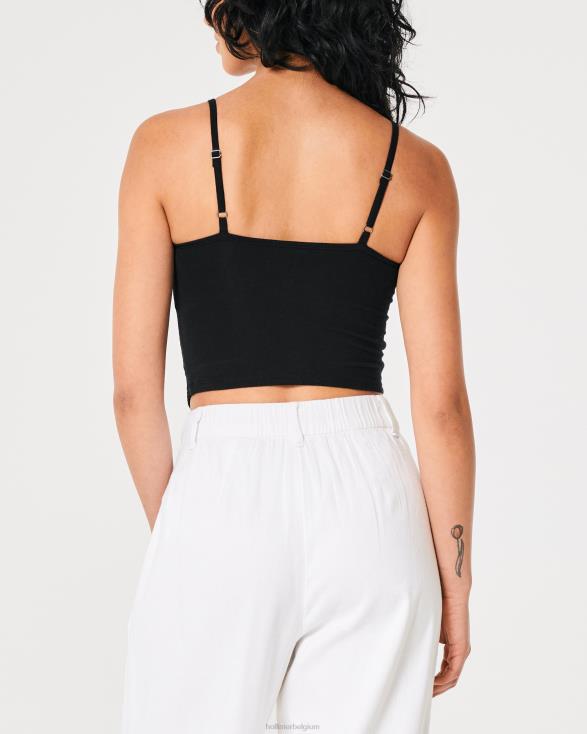 sweetheart cami met kanten zoom zwart vrouwen Hollister toppen 06JX391