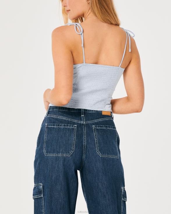 ruches stretch satijn top lichtblauw vrouwen Hollister toppen 06JX324