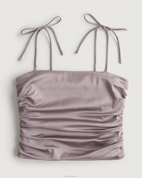 ruches stretch satijn top paars grijs vrouwen Hollister toppen 06JX343
