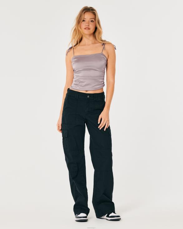 ruches stretch satijn top paars grijs vrouwen Hollister toppen 06JX343