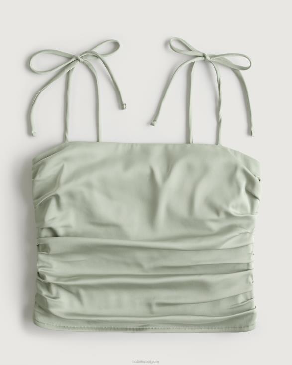 ruches stretch satijn top salie groen vrouwen Hollister toppen 06JX210