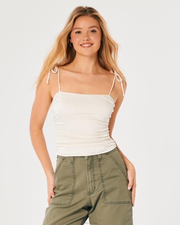 ruches stretch satijn top wit vrouwen Hollister toppen 06JX234