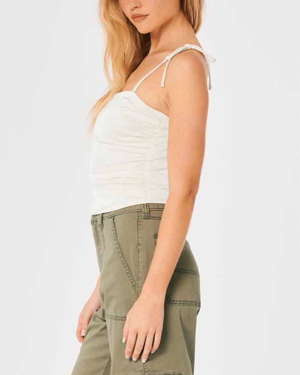 ruches stretch satijn top wit vrouwen Hollister toppen 06JX234