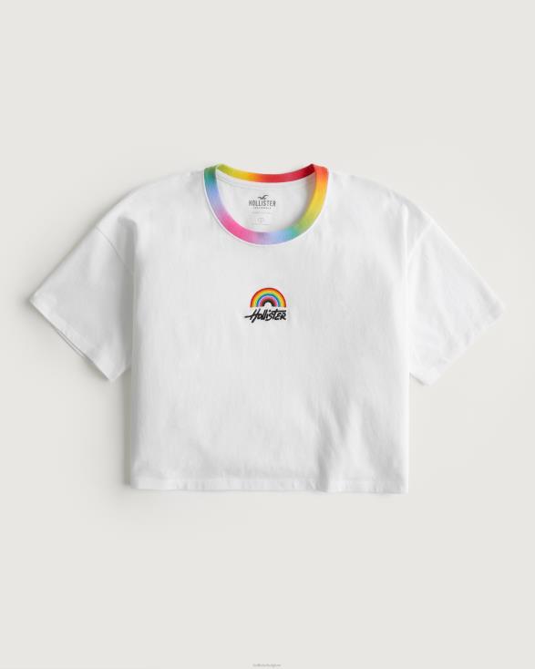 Pride oversized cropped T-shirt wit vrouwen Hollister toppen 06JX289