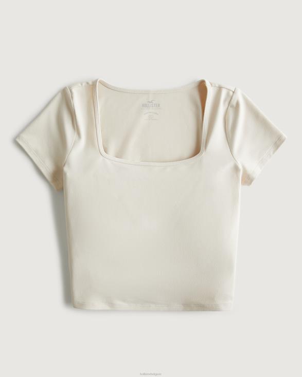 baby-T-shirt met vierkante hals van naadloze stof room vrouwen Hollister toppen 06JX197