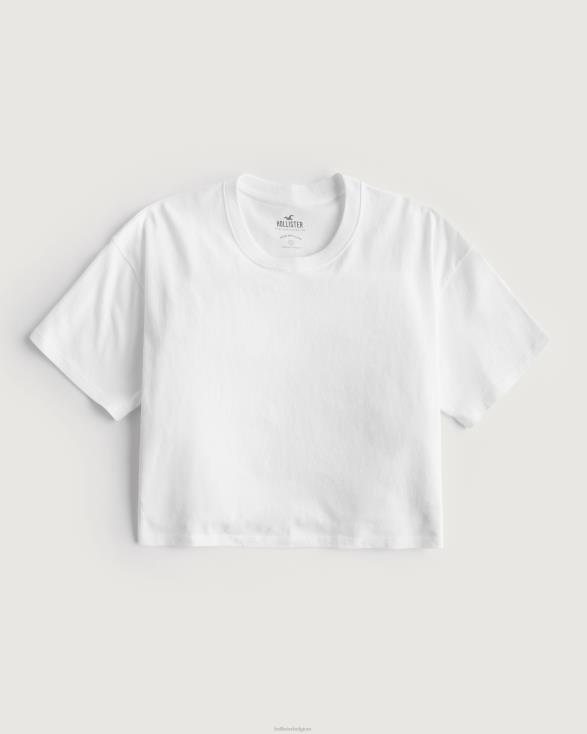 cropped T-shirt met korte mouwen wit vrouwen Hollister toppen 06JX169