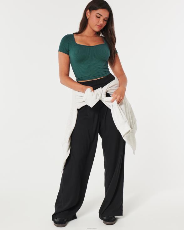 geribbeld Sweetheart Baby T-shirt van naadloze stof groente vrouwen Hollister toppen 06JX249