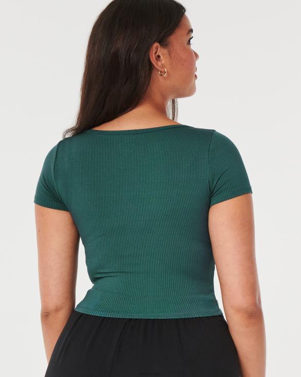 geribbeld Sweetheart Baby T-shirt van naadloze stof groente vrouwen Hollister toppen 06JX249