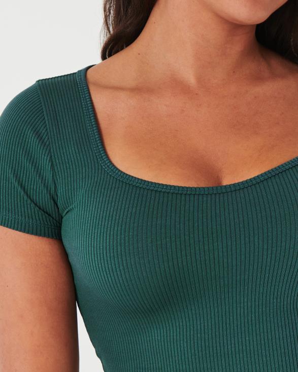 geribbeld Sweetheart Baby T-shirt van naadloze stof groente vrouwen Hollister toppen 06JX249