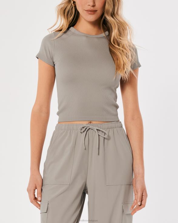 gilly hicks actief naadloos T-shirt met ronde hals taupe vrouwen Hollister toppen 06JX309