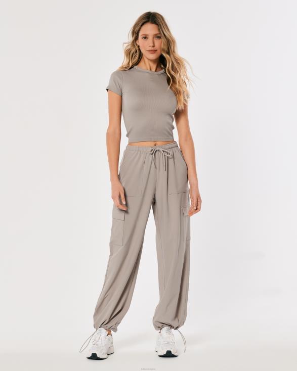 gilly hicks actief naadloos T-shirt met ronde hals taupe vrouwen Hollister toppen 06JX309