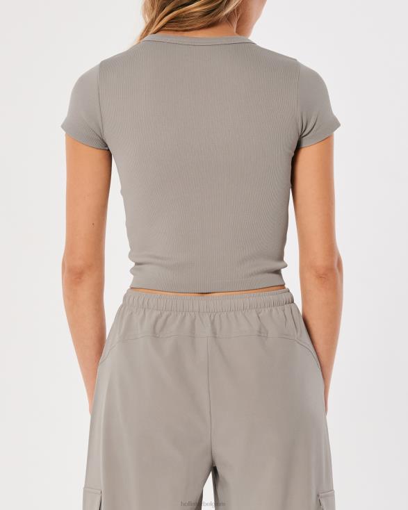 gilly hicks actief naadloos T-shirt met ronde hals taupe vrouwen Hollister toppen 06JX309