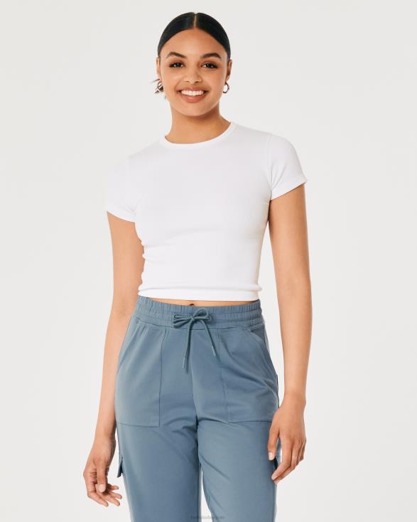 gilly hicks actief naadloos T-shirt met ronde hals wit vrouwen Hollister toppen 06JX314