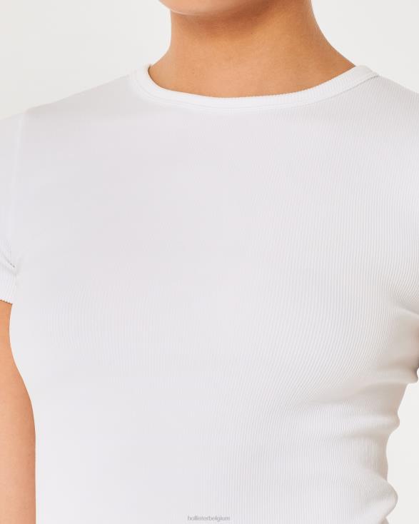 gilly hicks actief naadloos T-shirt met ronde hals wit vrouwen Hollister toppen 06JX314