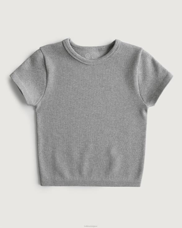 gilly hicks geribbeld naadloos baby-T-shirt heide grijs vrouwen Hollister toppen 06JX330