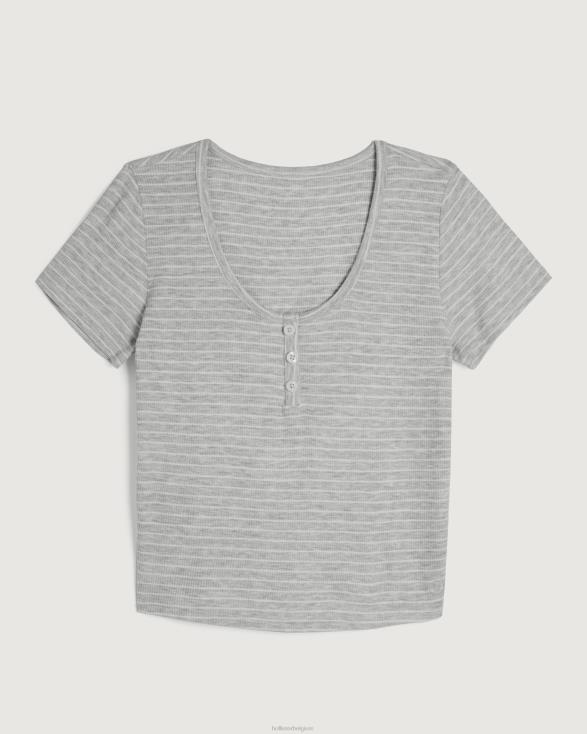 gilly hicks jersey geribbeld slaapt-shirt voor baby's lichtgrijze streep vrouwen Hollister toppen 06JX443