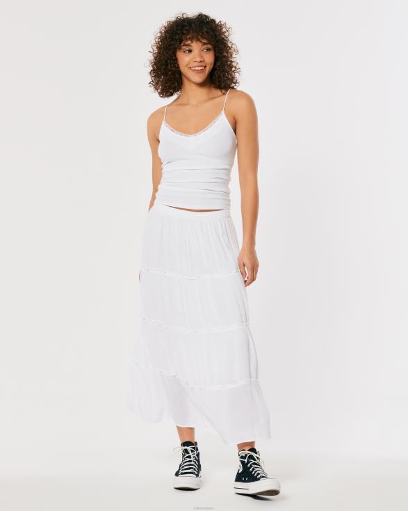 kanten rand geribbelde V-hals cami heide grijs vrouwen Hollister toppen 06JX379