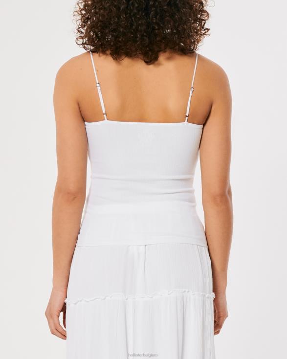 kanten rand geribbelde V-hals cami heide grijs vrouwen Hollister toppen 06JX379