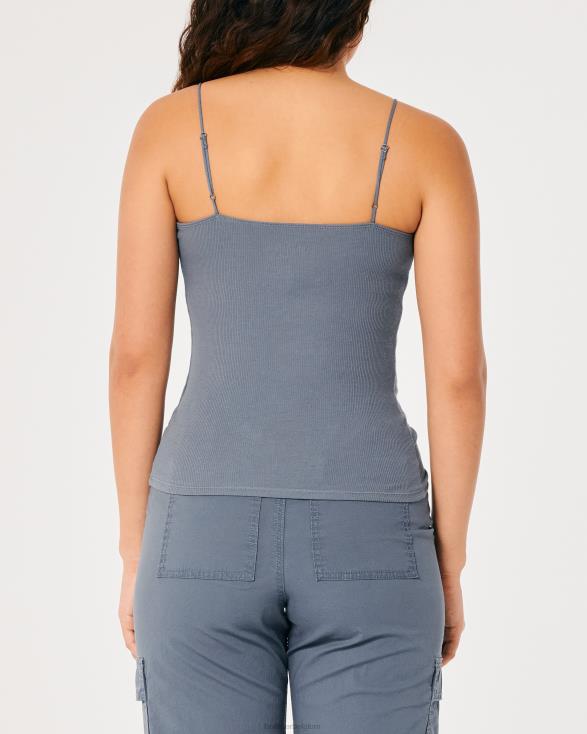 kanten rand geribbelde V-hals cami marine vrouwen Hollister toppen 06JX332