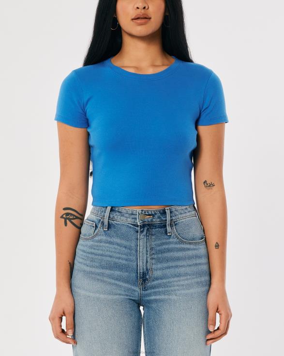 katoenen crew baby-T-shirt blauw vrouwen Hollister toppen 06JX158