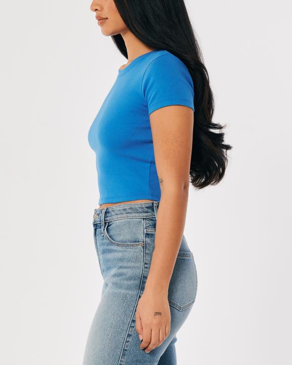 katoenen crew baby-T-shirt blauw vrouwen Hollister toppen 06JX158