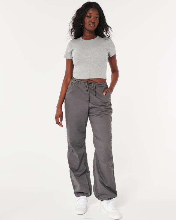 katoenen crew baby-T-shirt licht grijs gemêleerd vrouwen Hollister toppen 06JX24