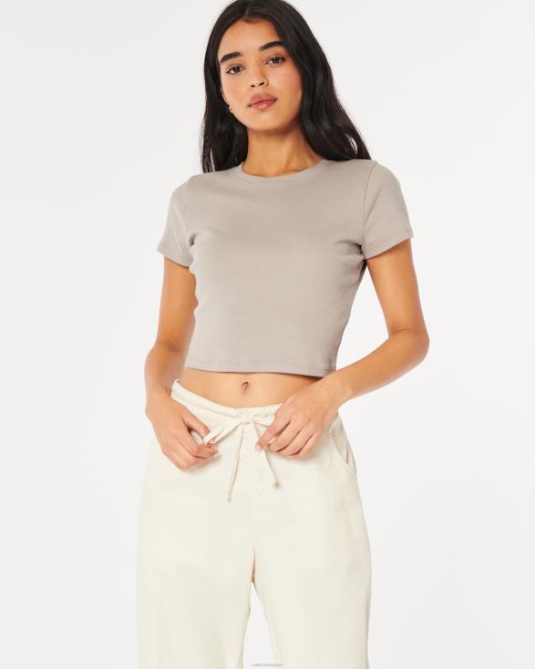 katoenen crew baby-T-shirt taupe vrouwen Hollister toppen 06JX13