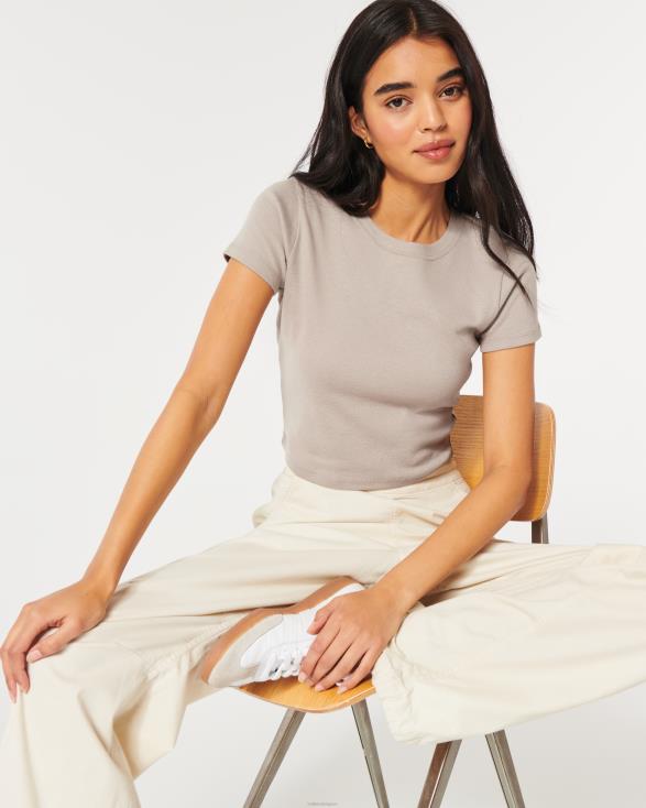katoenen crew baby-T-shirt taupe vrouwen Hollister toppen 06JX13