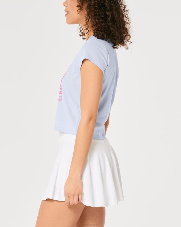 ontspannen grafisch babyt-shirt van Californië lichtblauw vrouwen Hollister toppen 06JX349