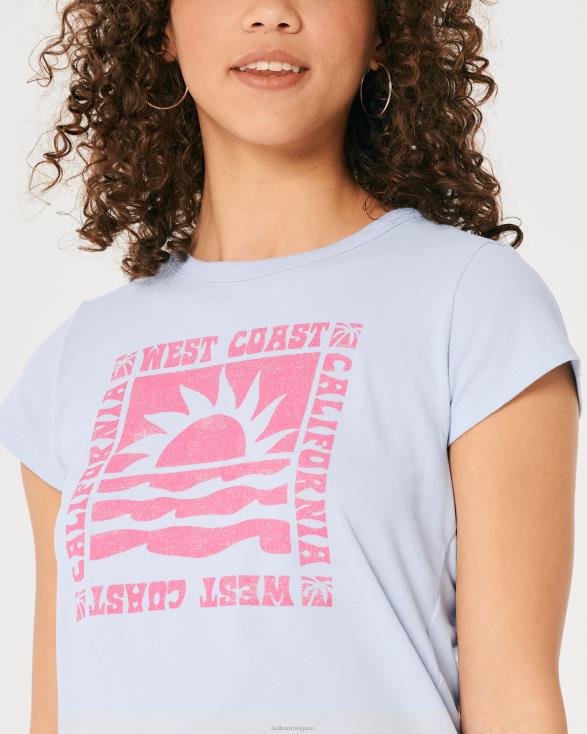 ontspannen grafisch babyt-shirt van Californië lichtblauw vrouwen Hollister toppen 06JX349
