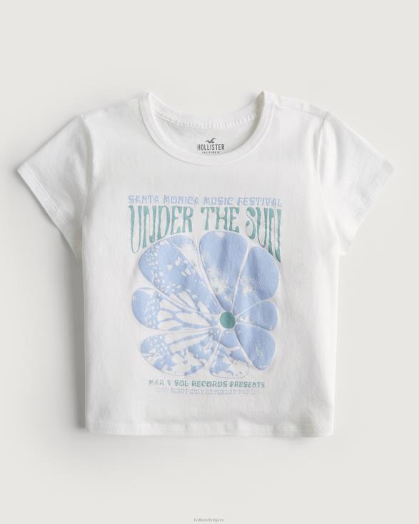 ontspannen retro muziekfestival grafisch babyt-shirt wit retro vrouwen Hollister toppen 06JX242