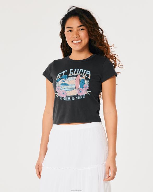 ontspannen st. lucia grafisch babyt-shirt donker grijs vrouwen Hollister toppen 06JX252