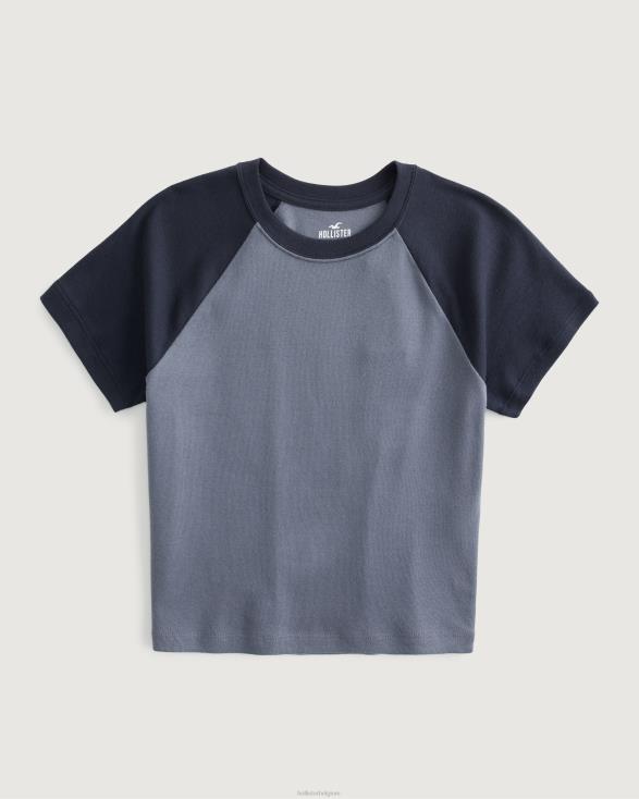 raglan T-shirt met ronde hals blauw vrouwen Hollister toppen 06JX9
