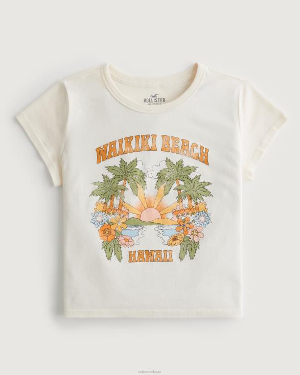relaxed waikiki beach Hawaï grafisch baby-T-shirt room en sinaasappel vrouwen Hollister toppen 06JX147
