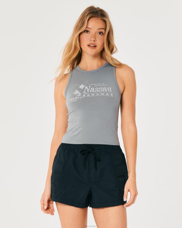 Nassau zeilen grafische tanktop met hoge hals lichtgrijs vrouwen Hollister toppen 06JX294