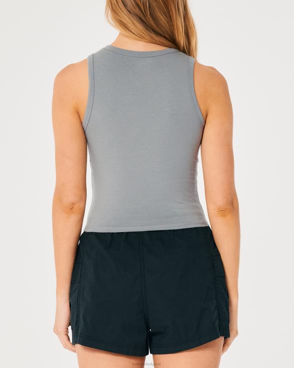 Nassau zeilen grafische tanktop met hoge hals lichtgrijs vrouwen Hollister toppen 06JX294