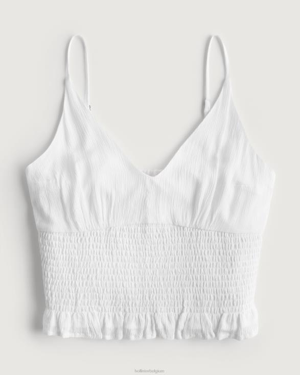 V-hals gesmokte taille top wit vrouwen Hollister toppen 06JX412