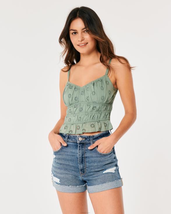 gekanaliseerd oogje tank licht groen vrouwen Hollister toppen 06JX82